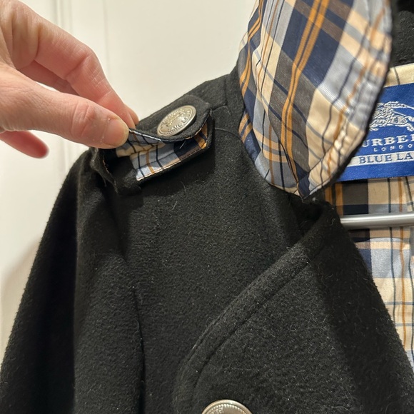 Burberry Blue Label Black Double-Breasted Pea Coat - Picture 14 of 15